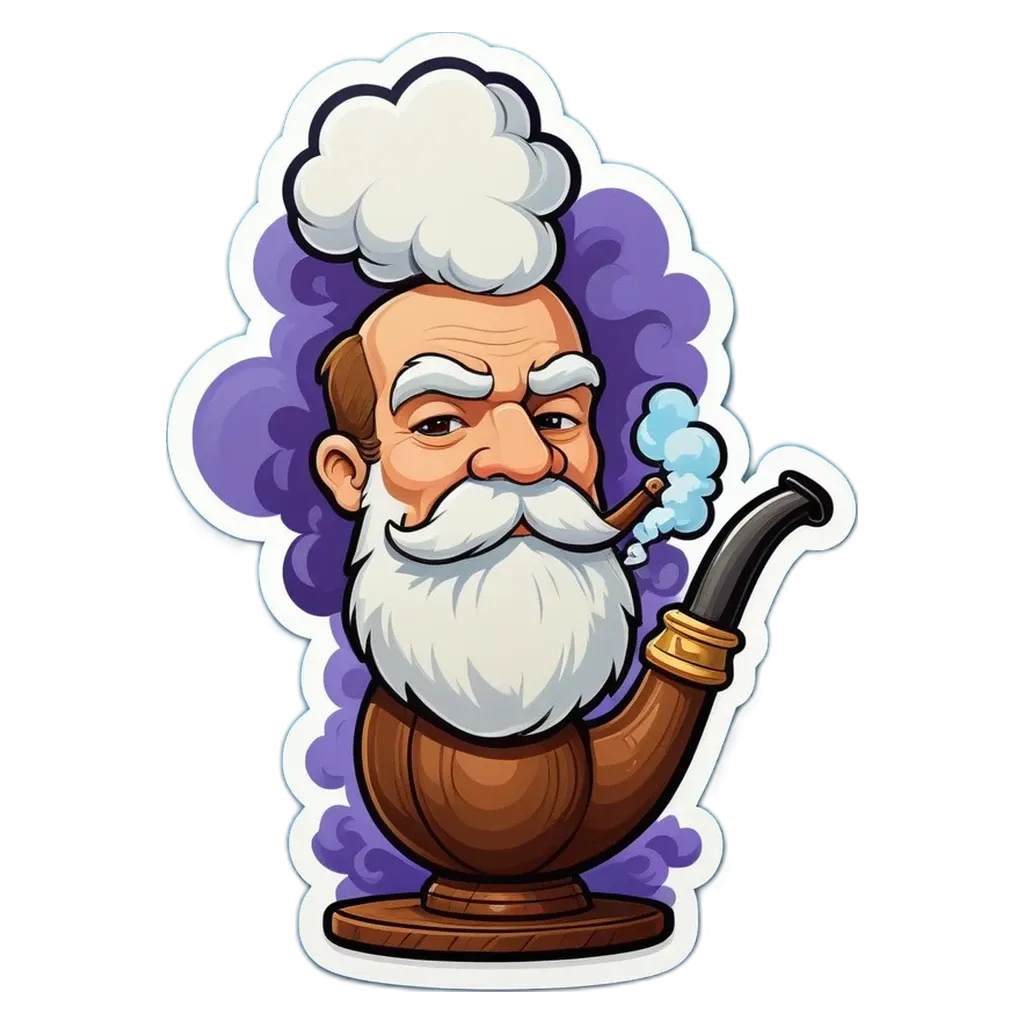A cartoon depiction of a man smoking a pipe.