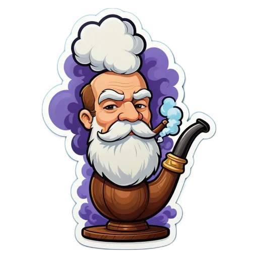 A cartoon depiction of a man smoking a pipe.