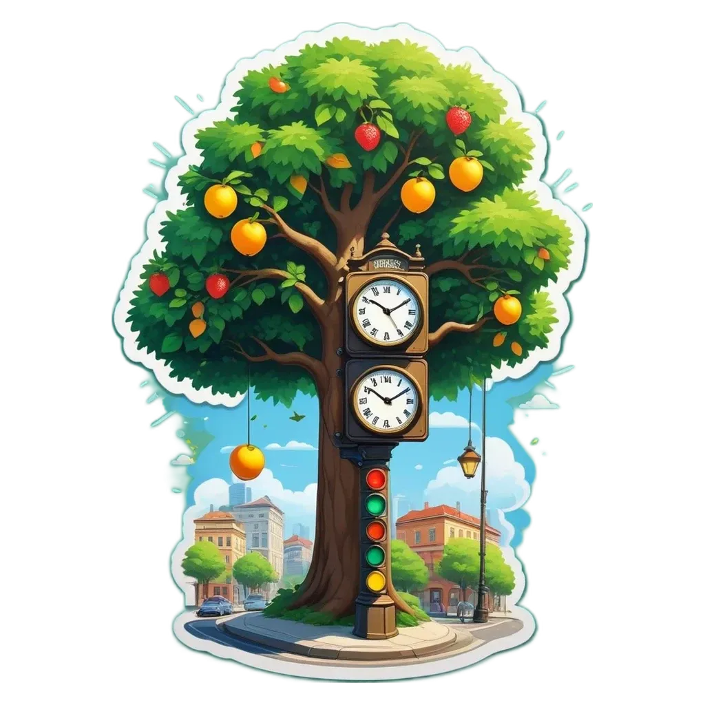 A tree with 2 clocks on it.