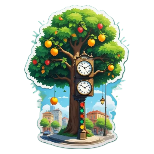 A tree with 2 clocks on it.