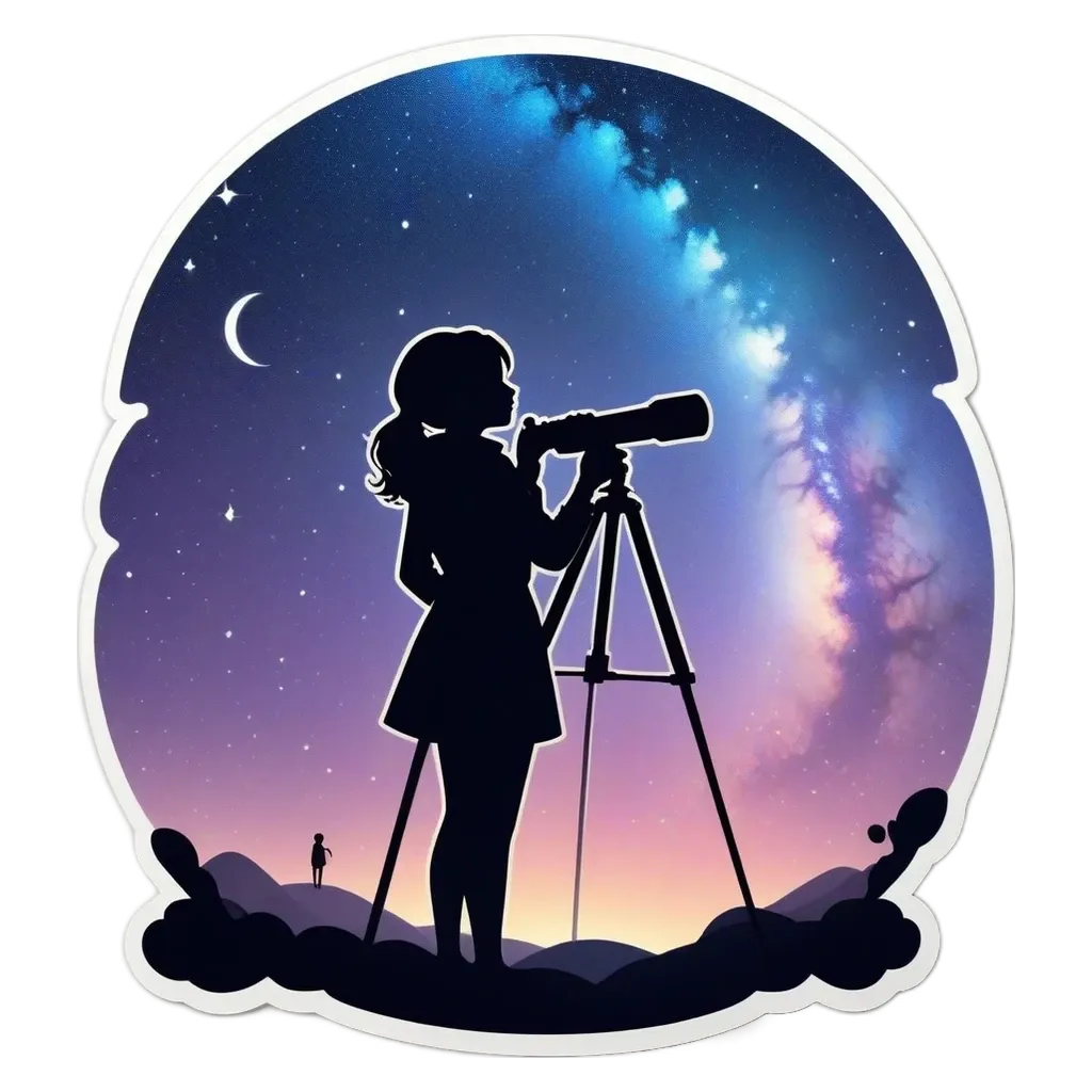 A girl looking through a telescope.