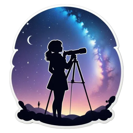 A girl looking through a telescope.