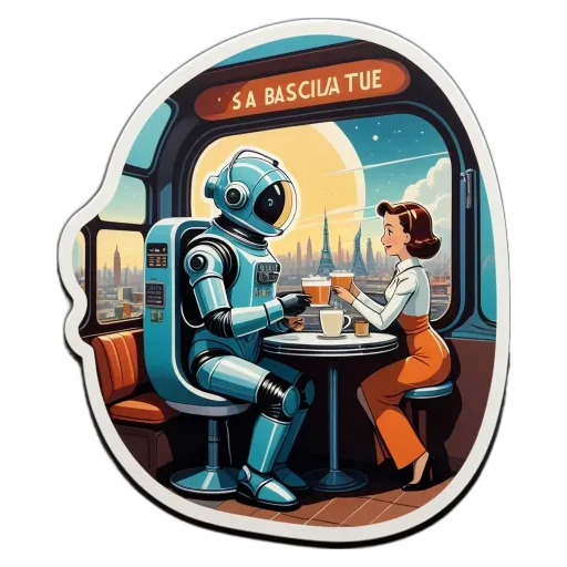 A man in a robot is holding a cup in front of a woman who is sipping a beer.