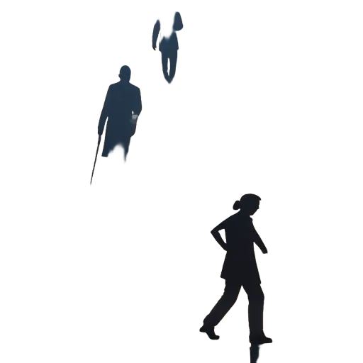 A silhouette of three people is on a black background.