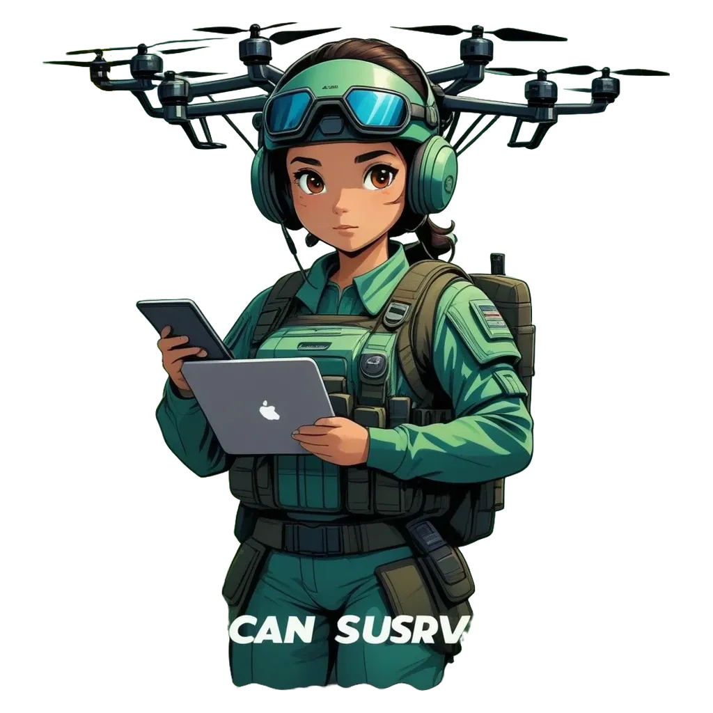 A person wearing a green outfit and holding a laptop.