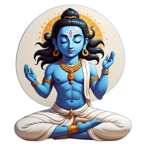 A cartoon depiction of a siva in a lotus position.