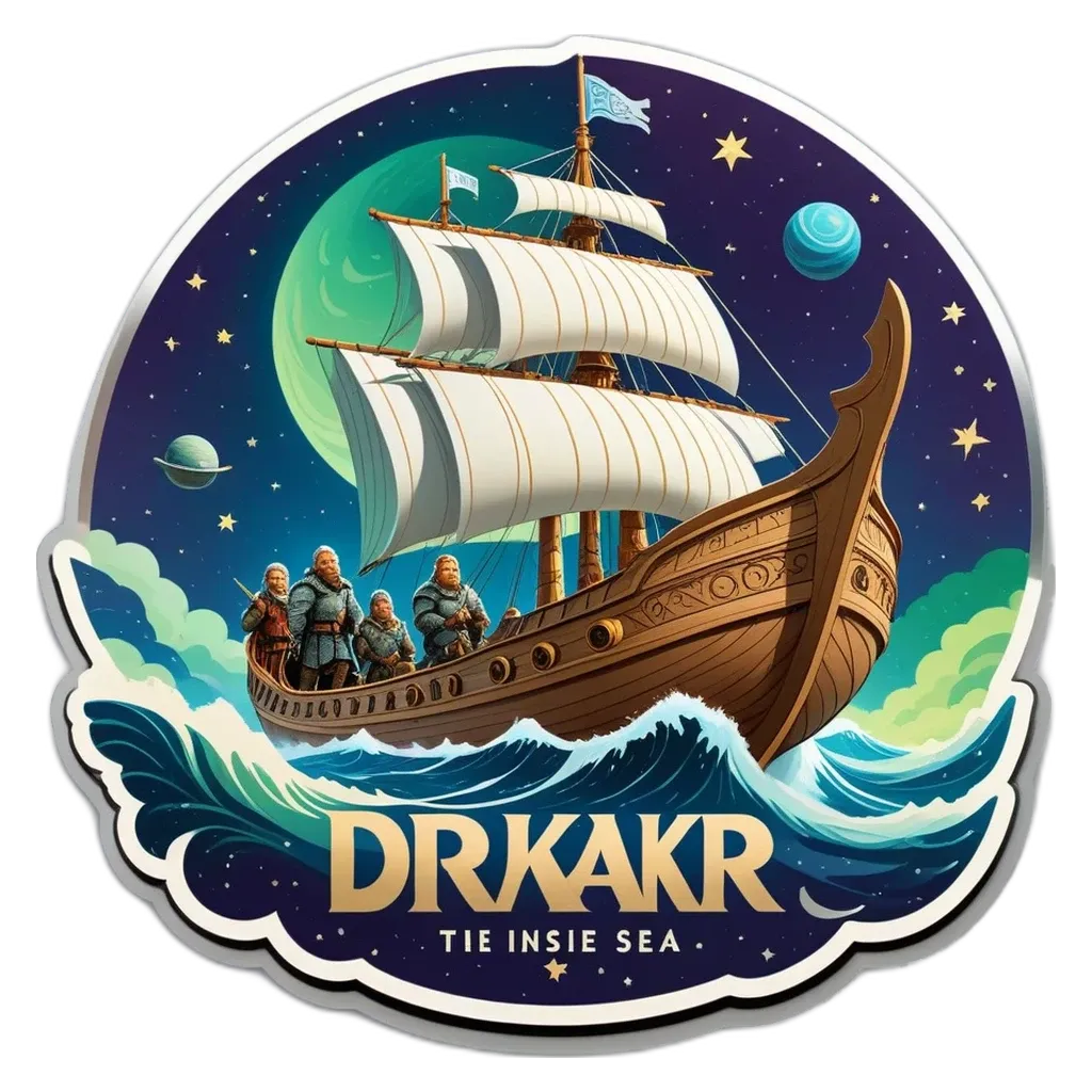 A sticker of a ship with a label for Dr. Arakr.