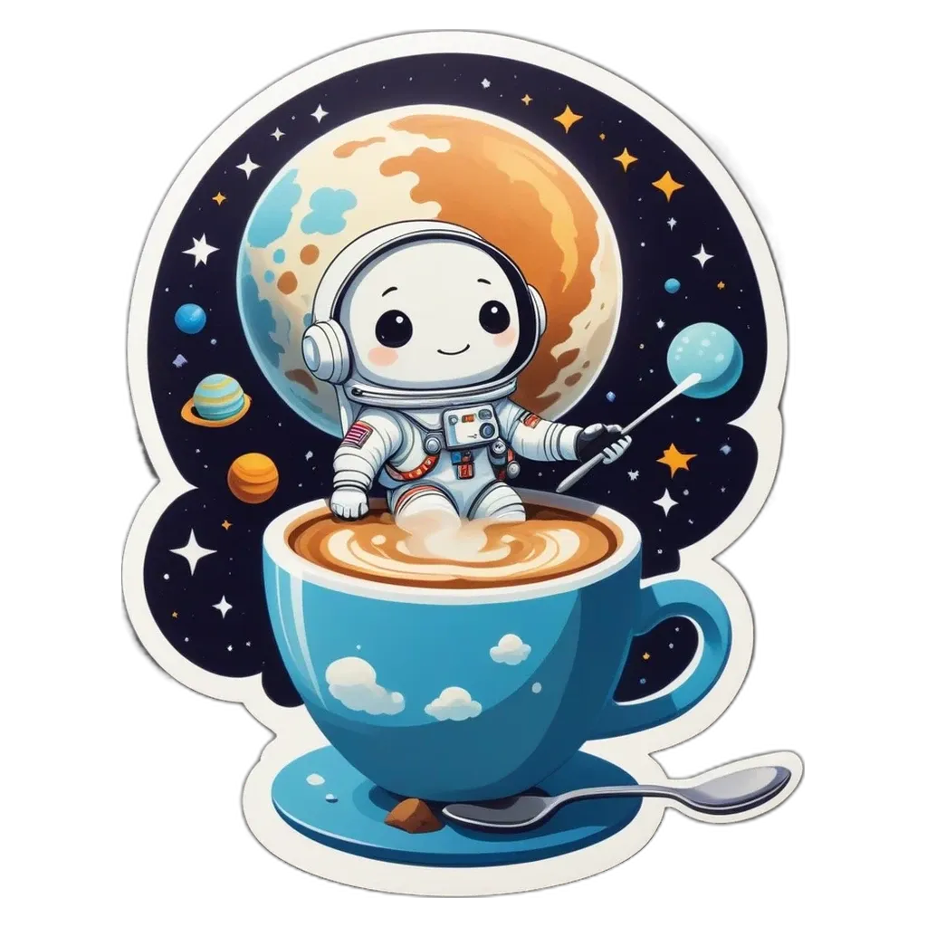 A space shuttle is hanging out of a coffee mug.
