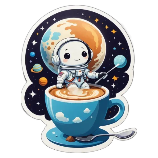 A space shuttle is hanging out of a coffee mug.