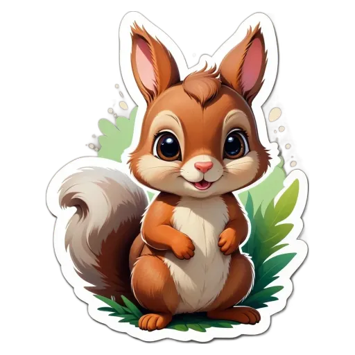 A cartoon picture of a squirrel that is brown and white.