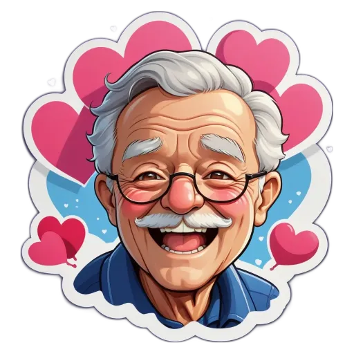 An old man with a fake smile and fake eyes.