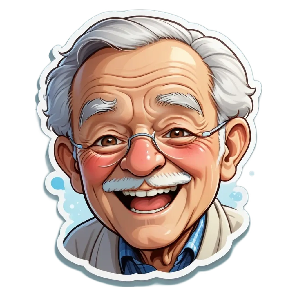 An old man with a sticker on his face.