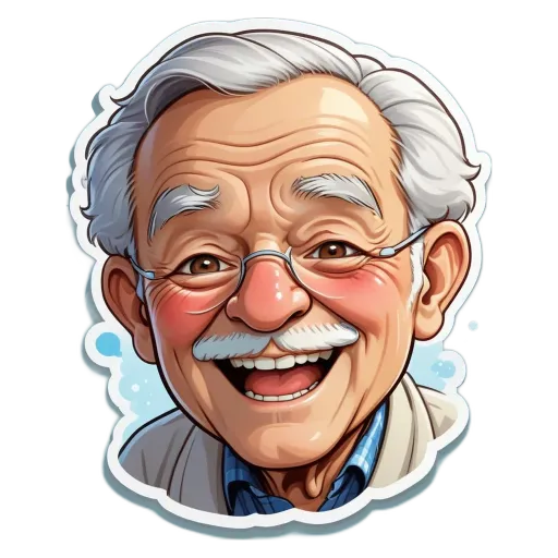 An old man with a sticker on his face.