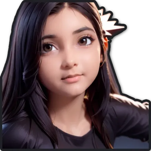 A girl with a flower in her hair is staring at the camera.