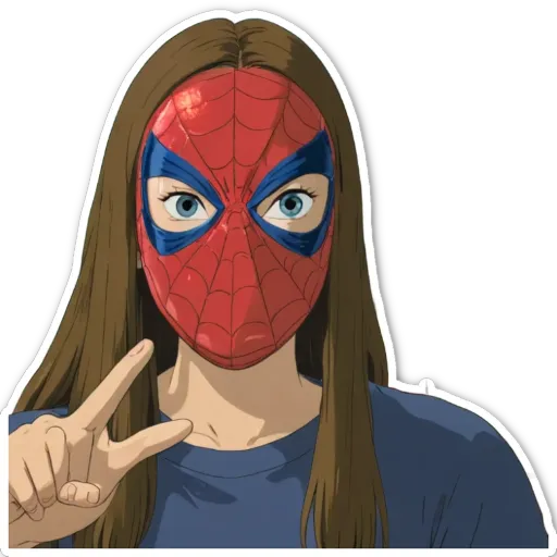 A person who is wearing a spiderman mask.