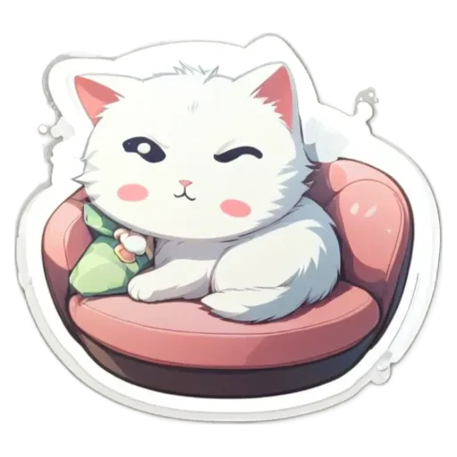 A cat is sitting on a pink couch.