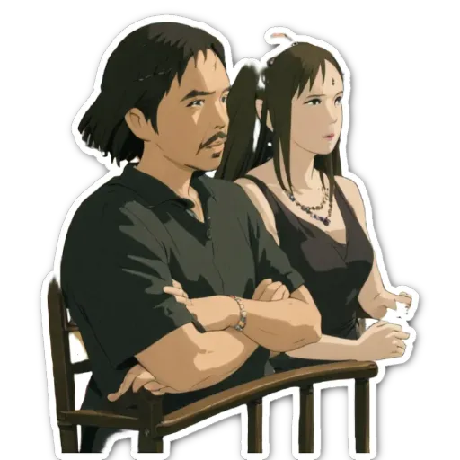 A man and a woman are shown with their arms crossed.
