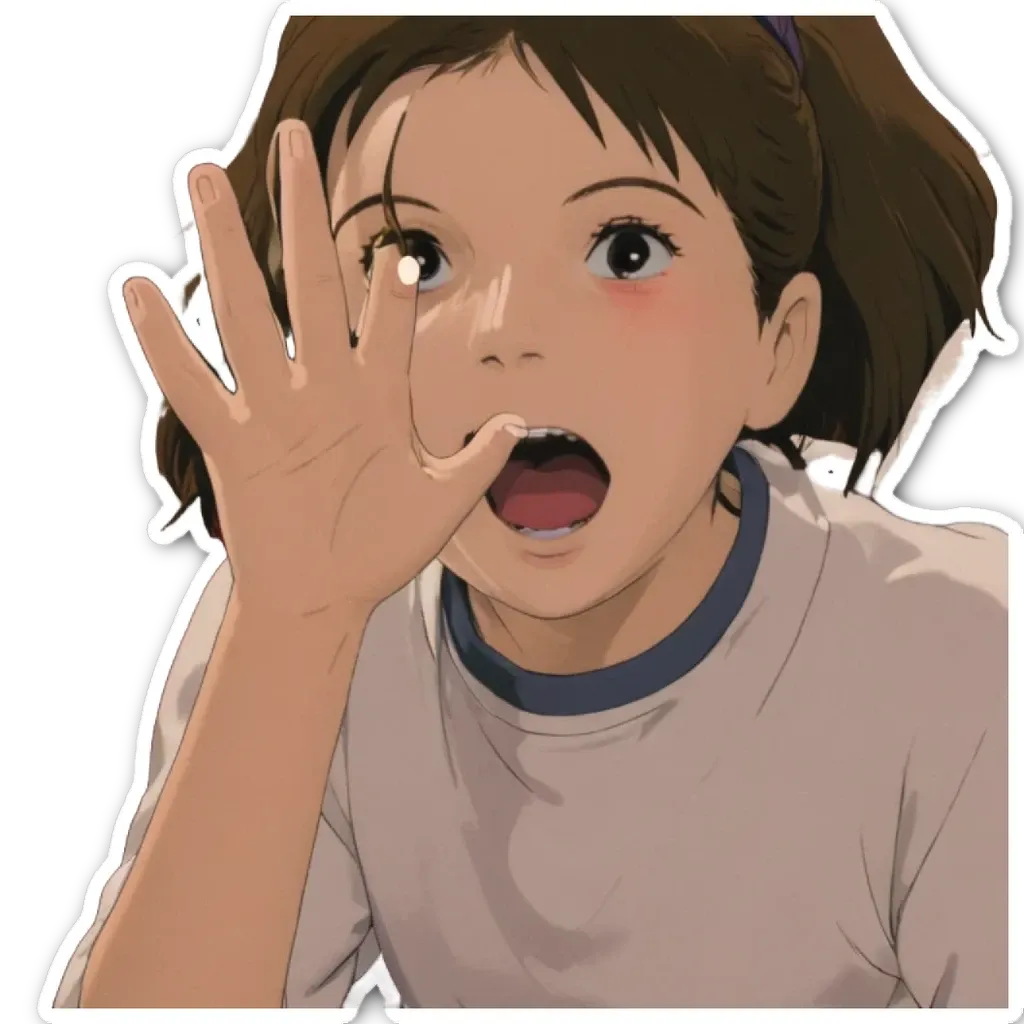 A girl with her mouth wide open.