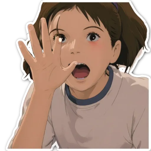 A girl with her mouth wide open.