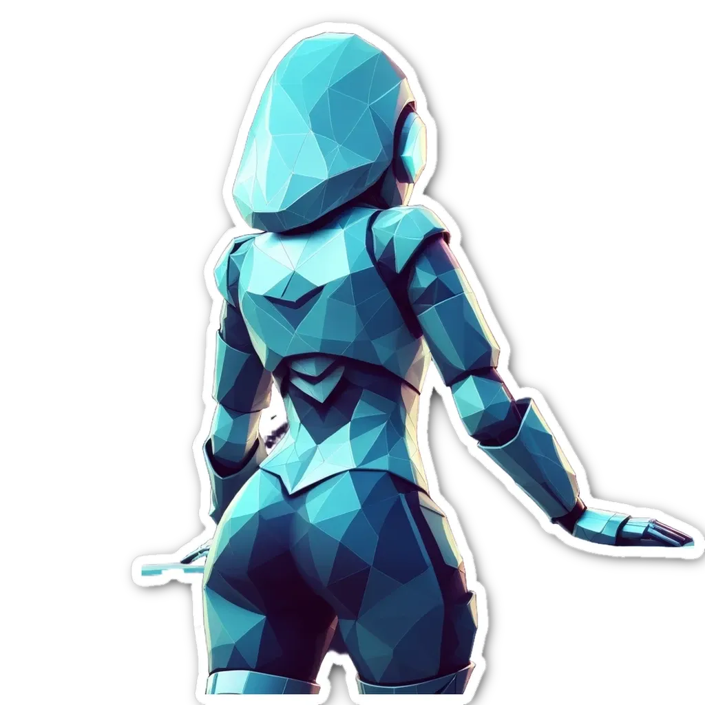 A woman in a blue costume in a black and white background.