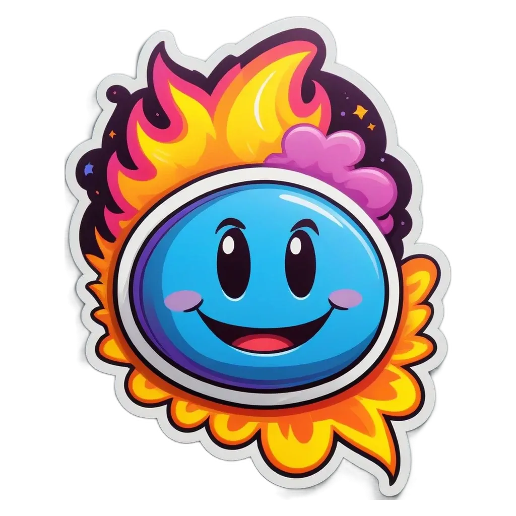 A blue character on a black background.