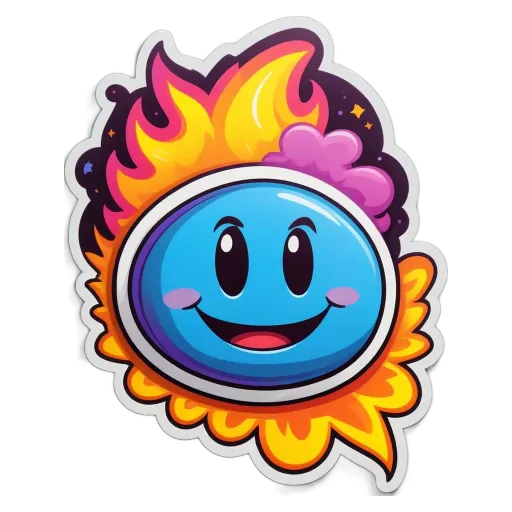 A blue character on a black background.