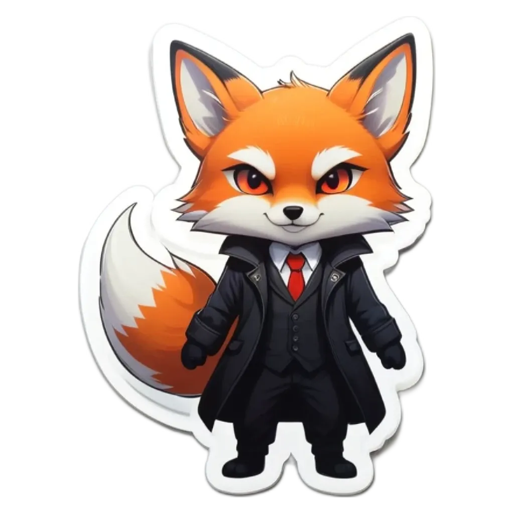 A fox in a suit and tie sticker.