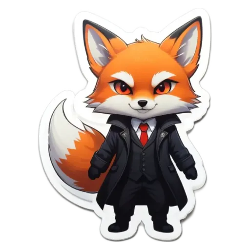 A fox in a suit and tie sticker.