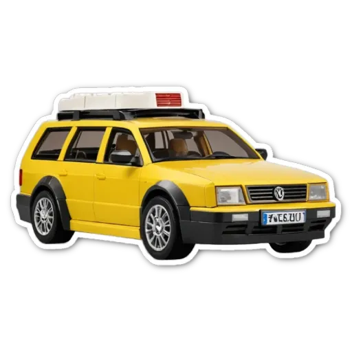 A yellow station wagon with a plate reading ES 15ui.