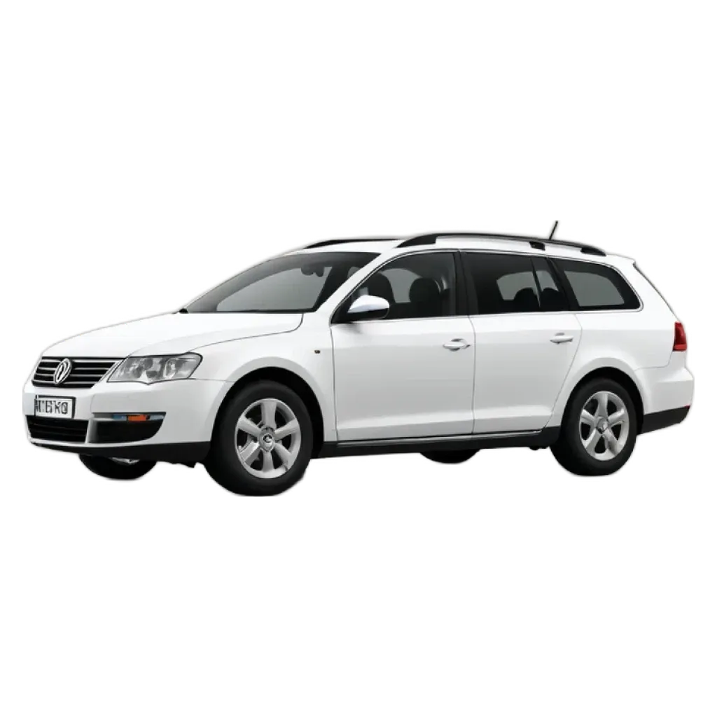 A white volkswagen station wagon on a black background.