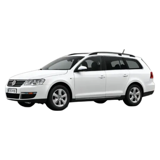 A white volkswagen station wagon on a black background.