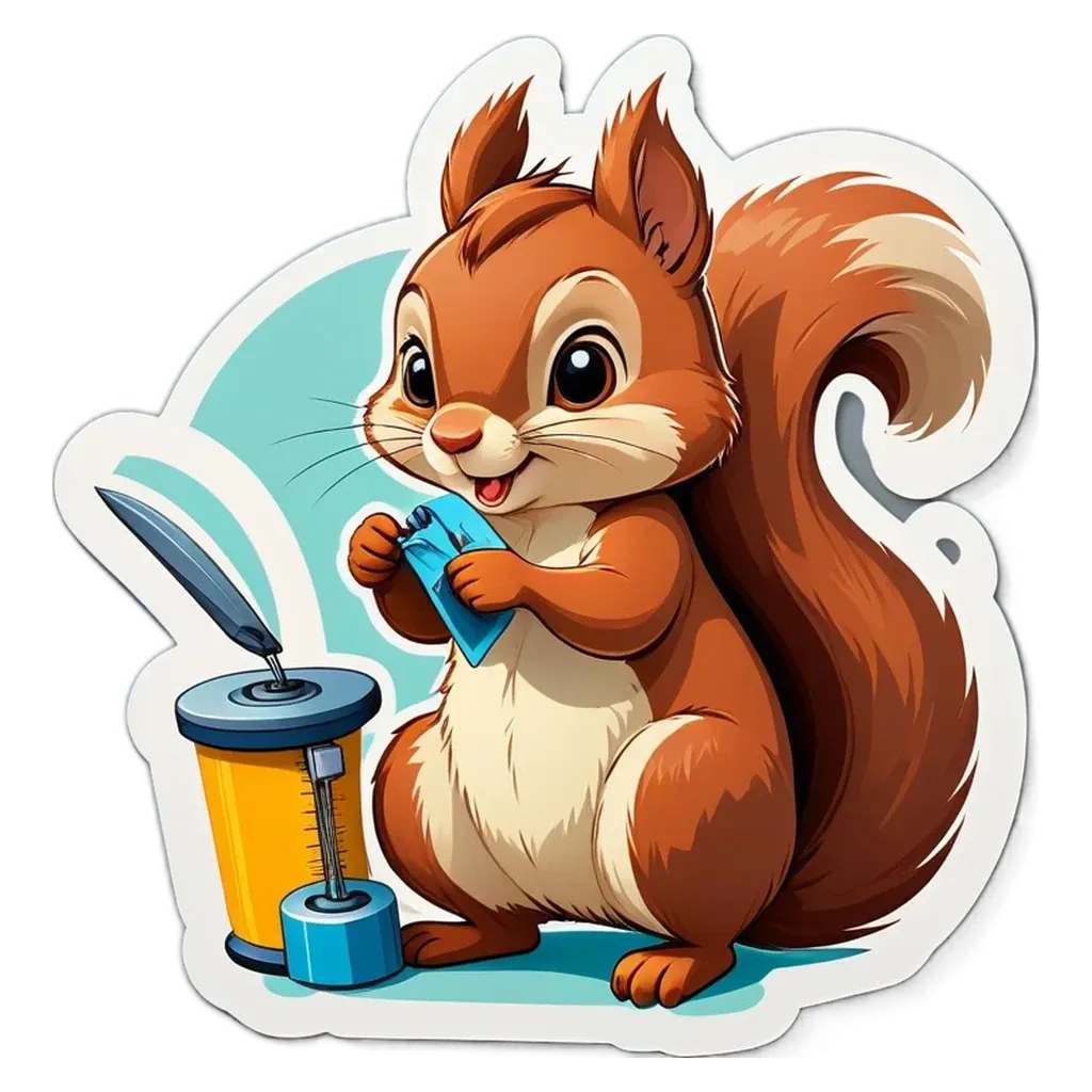 A squirrel holding a piece of paper with a smile.