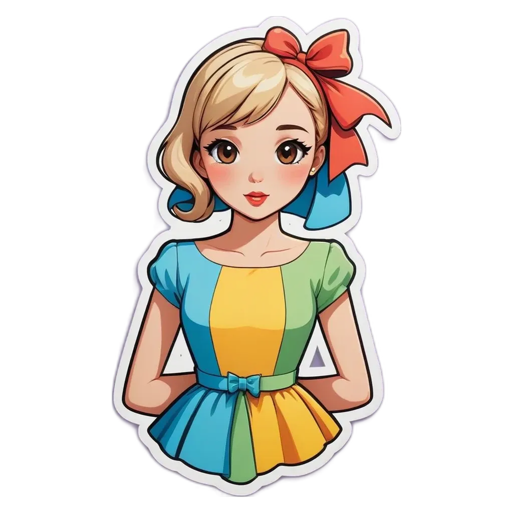 A cartoon drawing of a girl with a bow on her head.