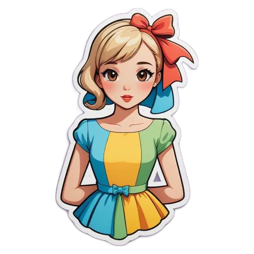 A cartoon drawing of a girl with a bow on her head.
