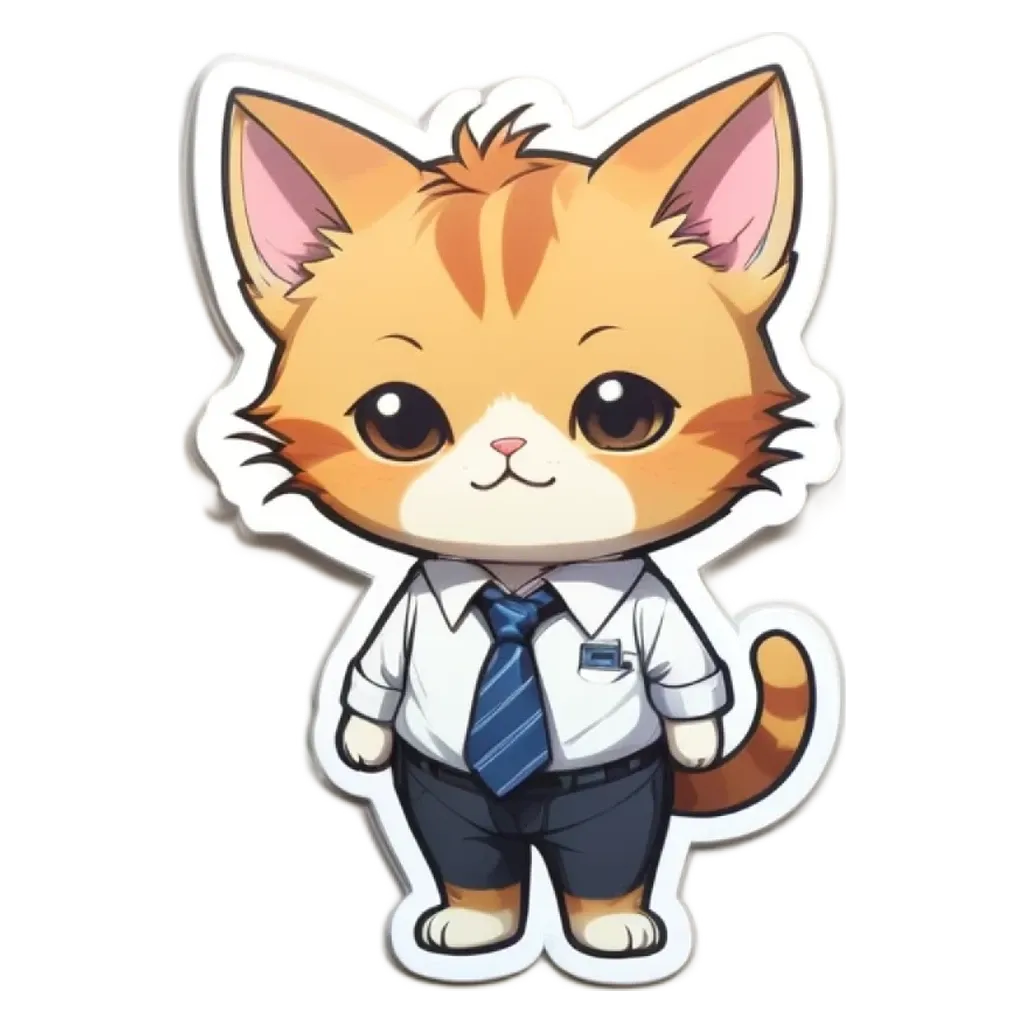 A cartoon cat wearing a tie and a dress shirt.