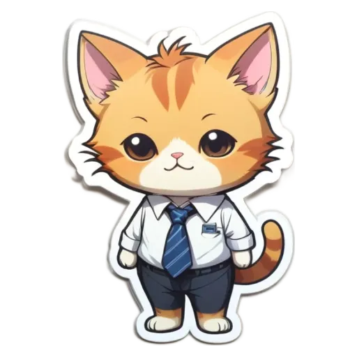A cartoon cat wearing a tie and a dress shirt.