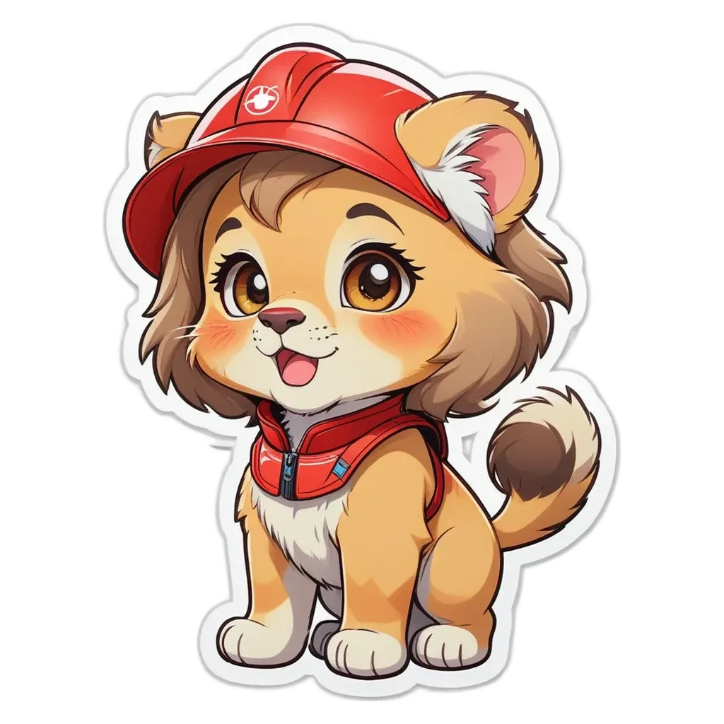 A cat wearing a hard hat is sitting on a white background.