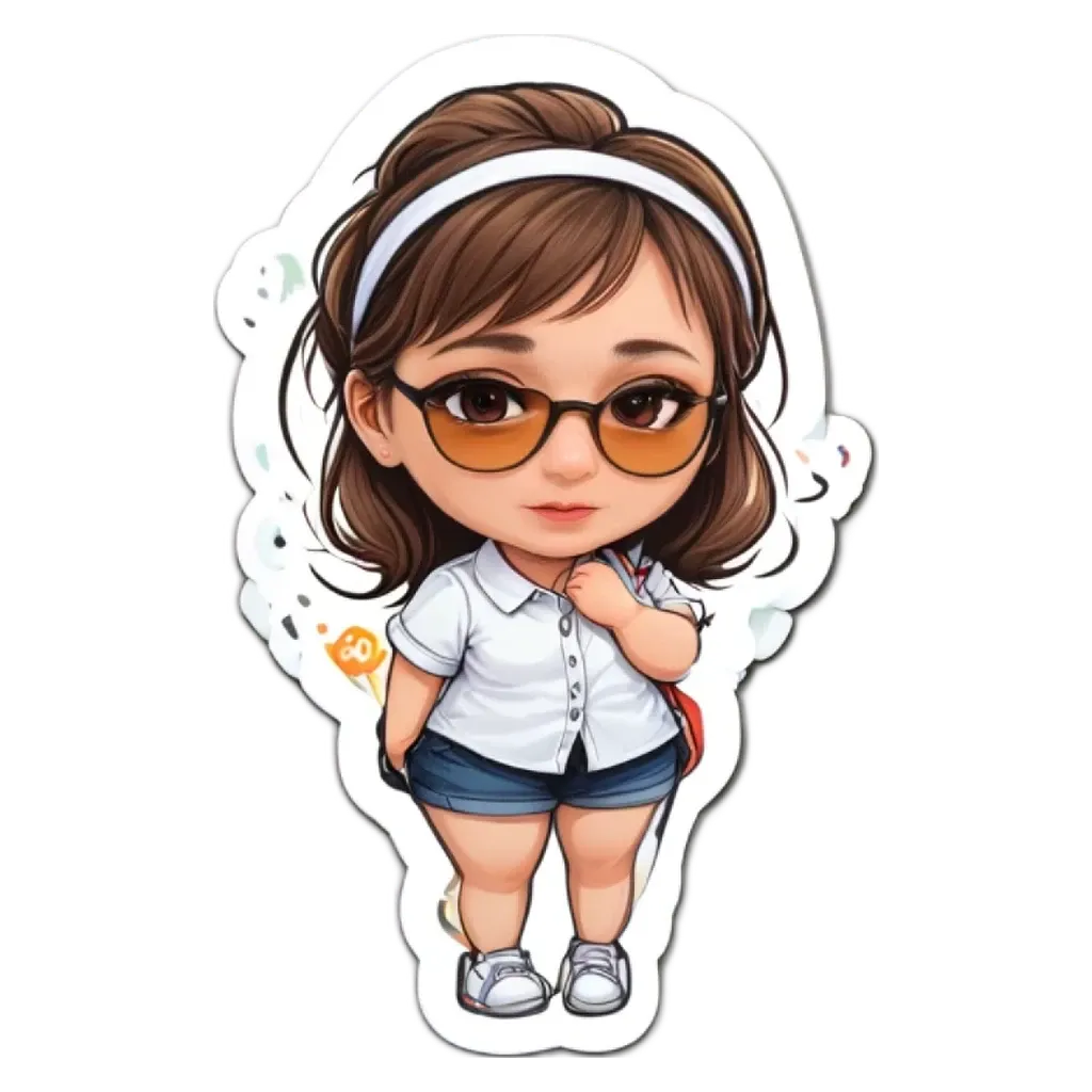 A girl wearing glasses and a white shirt.