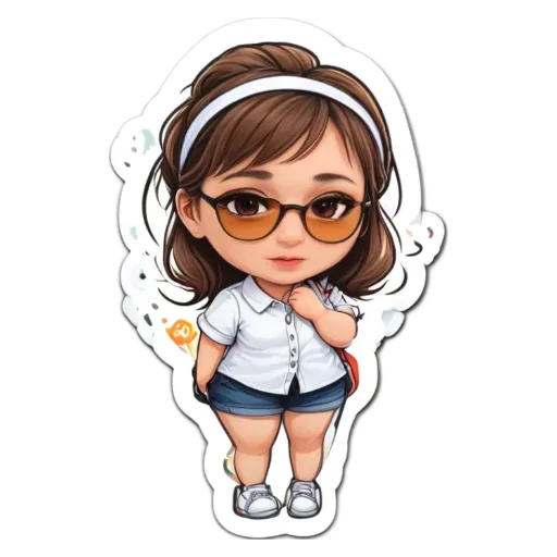 A girl wearing glasses and a white shirt.