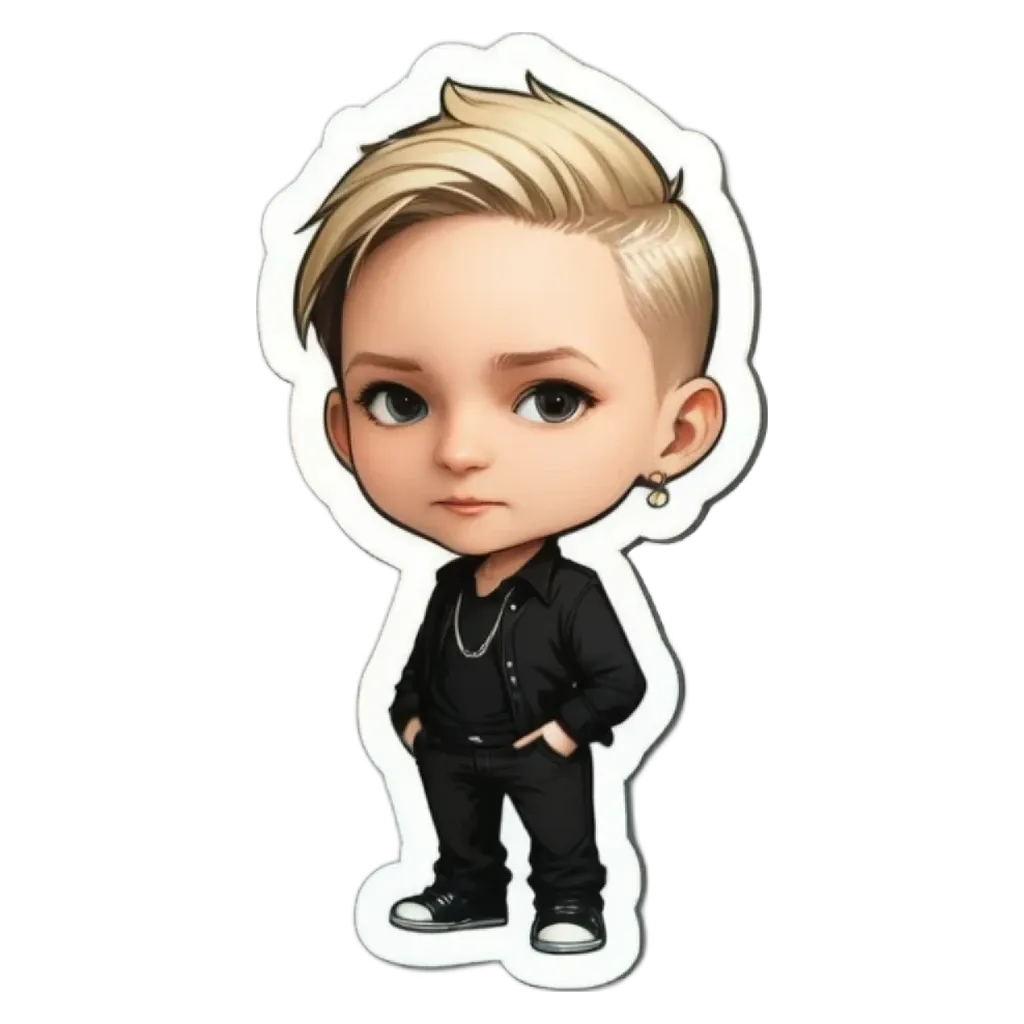 A boy that looks like he does not belong is wearing all black clothing.