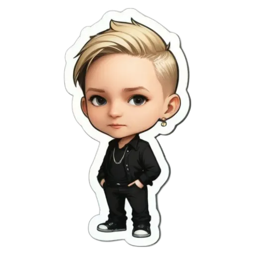 A boy that looks like he does not belong is wearing all black clothing.