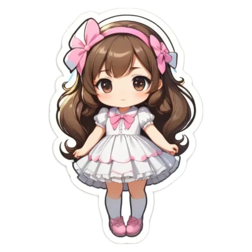 A girl wearing a white dress with a bow on it.