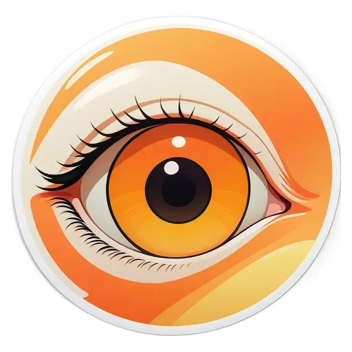 A sticker of an eye that is yellow and black.