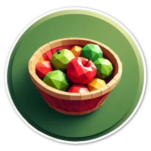 A geometric shape is used to depict a fruit bowl.