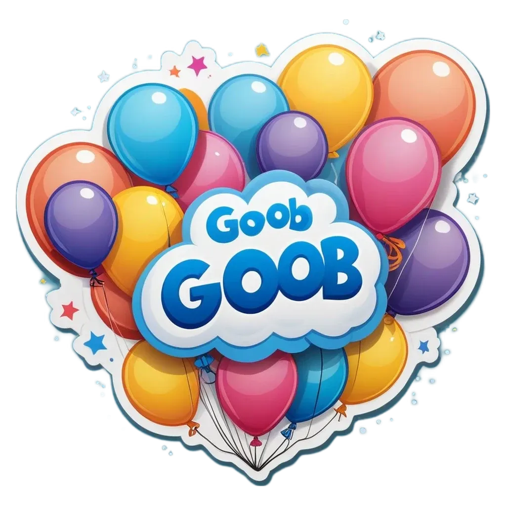 A collection of balloons that say Good job! on them.