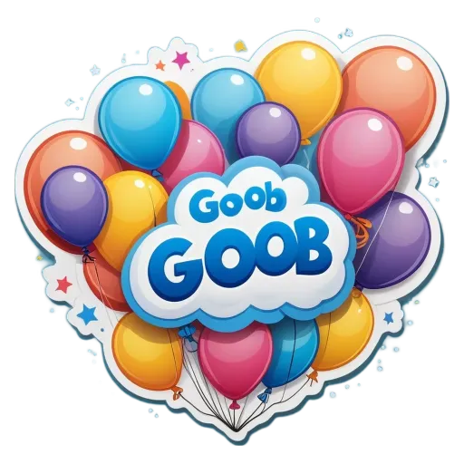 A collection of balloons that say Good job! on them.