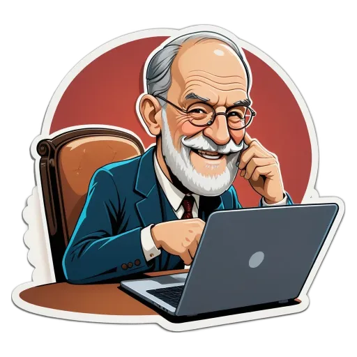 An old man who is working on his laptop.