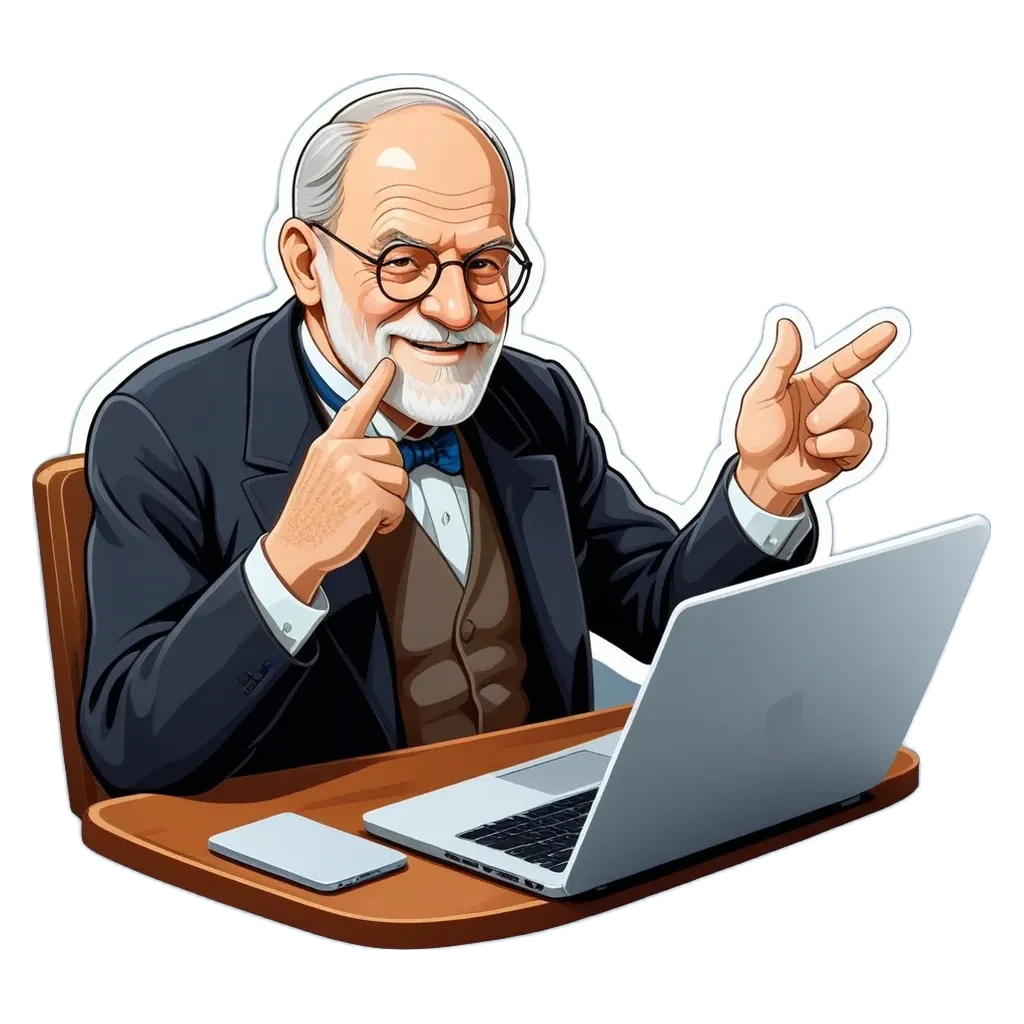 An old man pointing at a laptop computer.