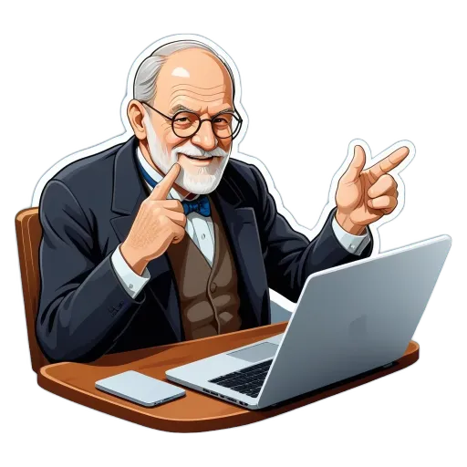 An old man pointing at a laptop computer.