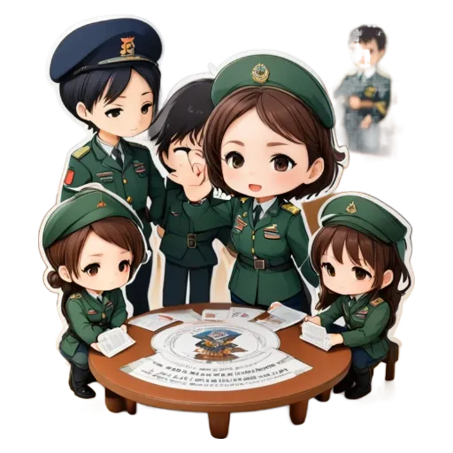 A group of people, including children, are shown together at a table.